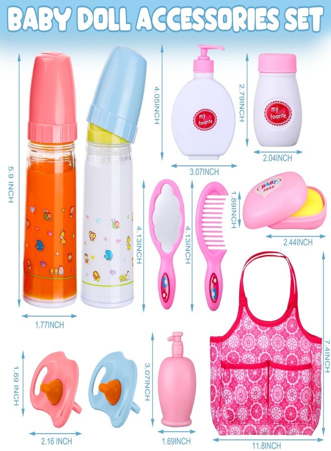 Rotatingpals 21 Pcs Baby Doll Accessories Baby Doll Diaper Bag Set with Accessories Include Diaper Disappearing Milk Bottles Pacifier Bib Feeding and Caring Set for Boys Girls Birthday Gifts - Image 2